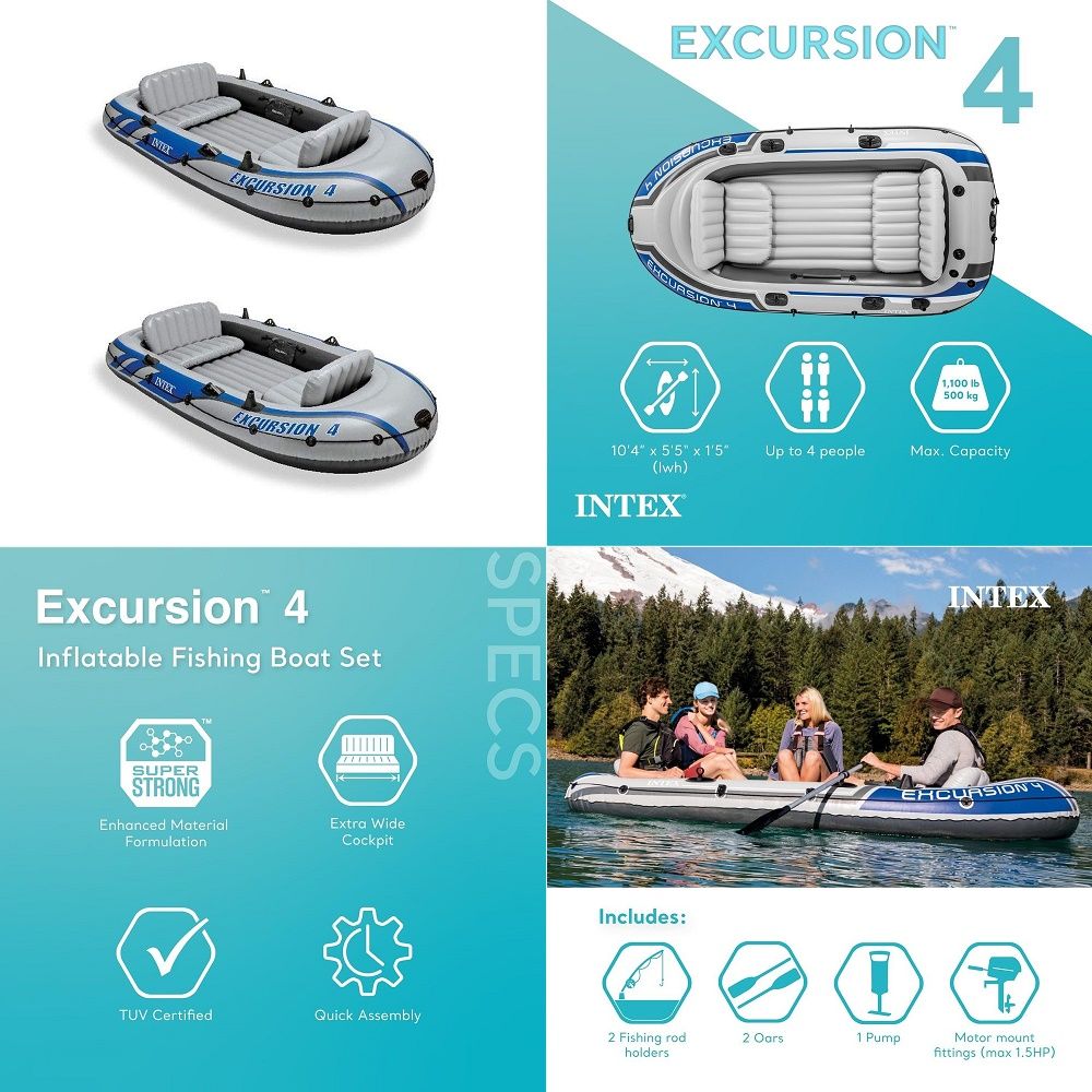 Fishing Boat Oar - Excursion Inflatable Rafting Fishing 4 Person