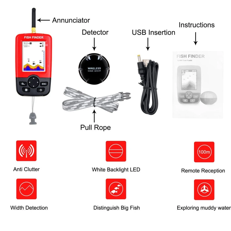 Display Portable fish finder e - Fishing Boat Depth Finder 评论和价格