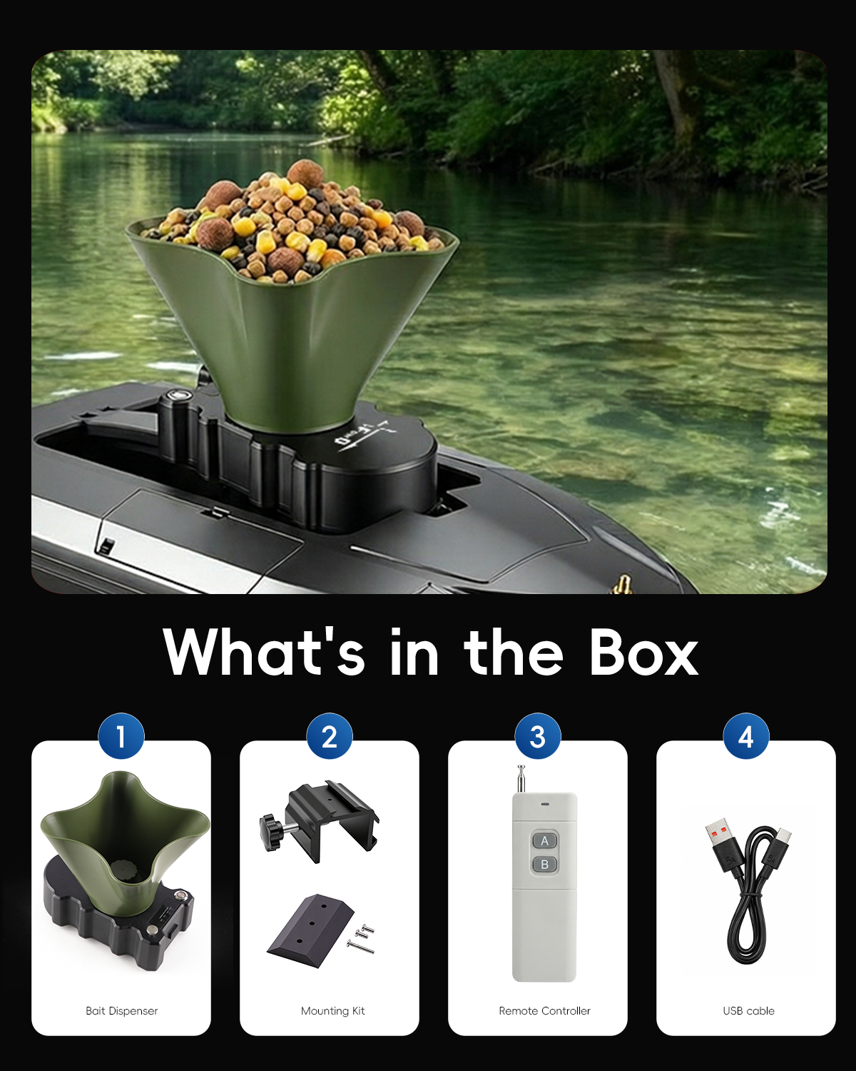 360° Rotating Bait Dispenser & - Fishing Boat Anchor Winch 评论和价格