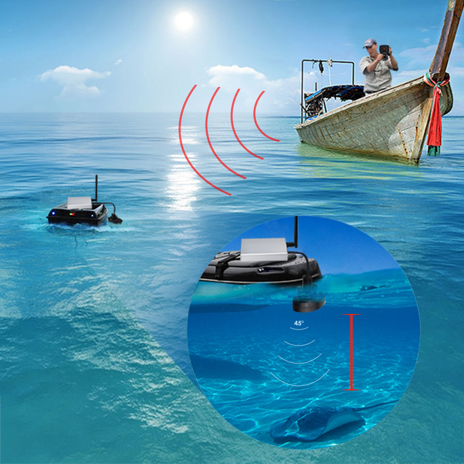 LUCKY Fishfinder 300m/ 980ft F - Fishing Boat Depth Finder 评论和价格