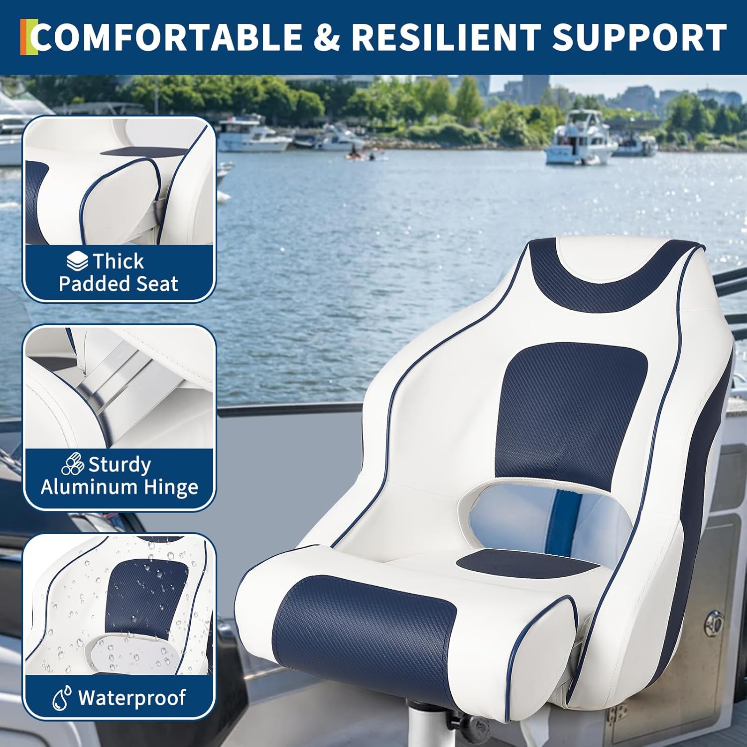 High Back Boat Seat with Flip- - Fishing Boat Aluminum 评论和价格