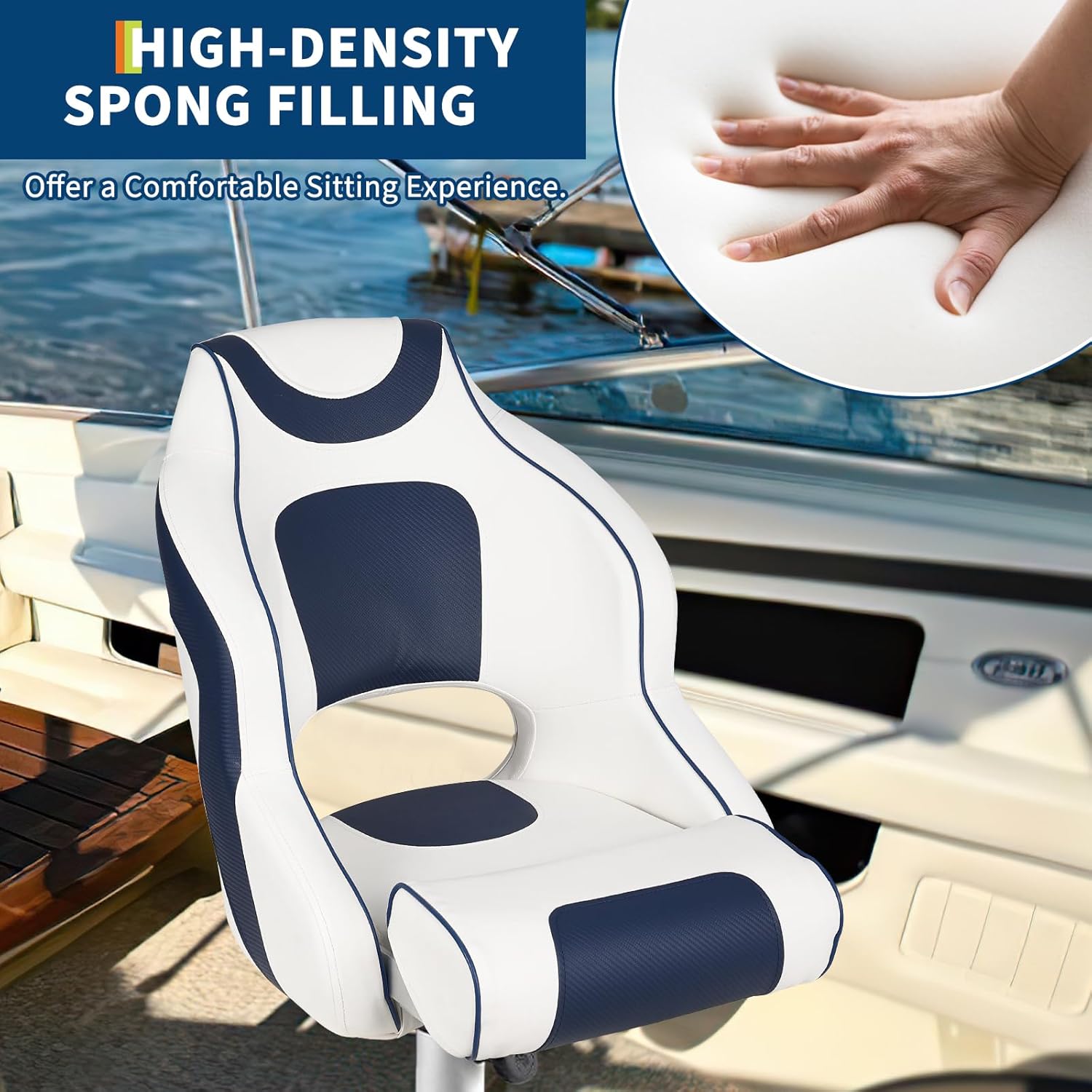 High Back Boat Seat with Flip- - Fishing Boat Aluminum 评论和价格