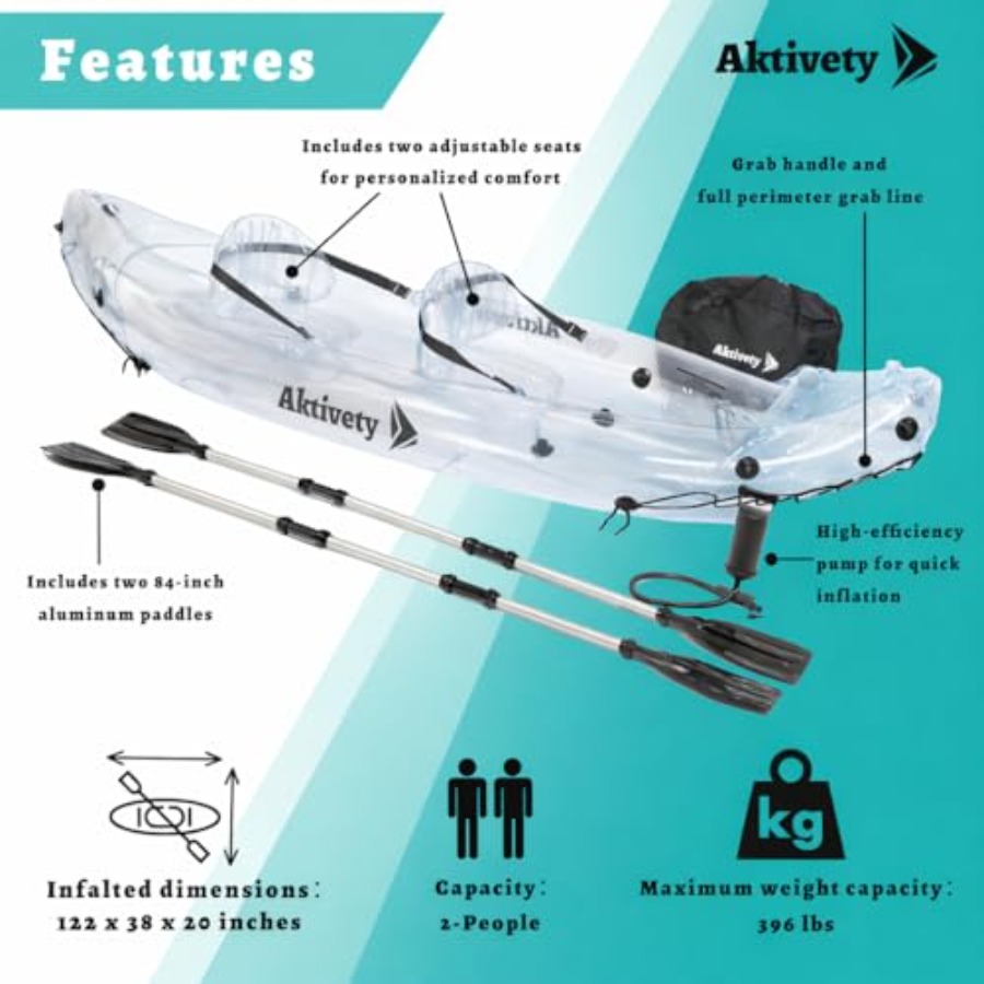 Clear Kayak for Two Adults - T - Fishing Boat Paddle 评论和价格