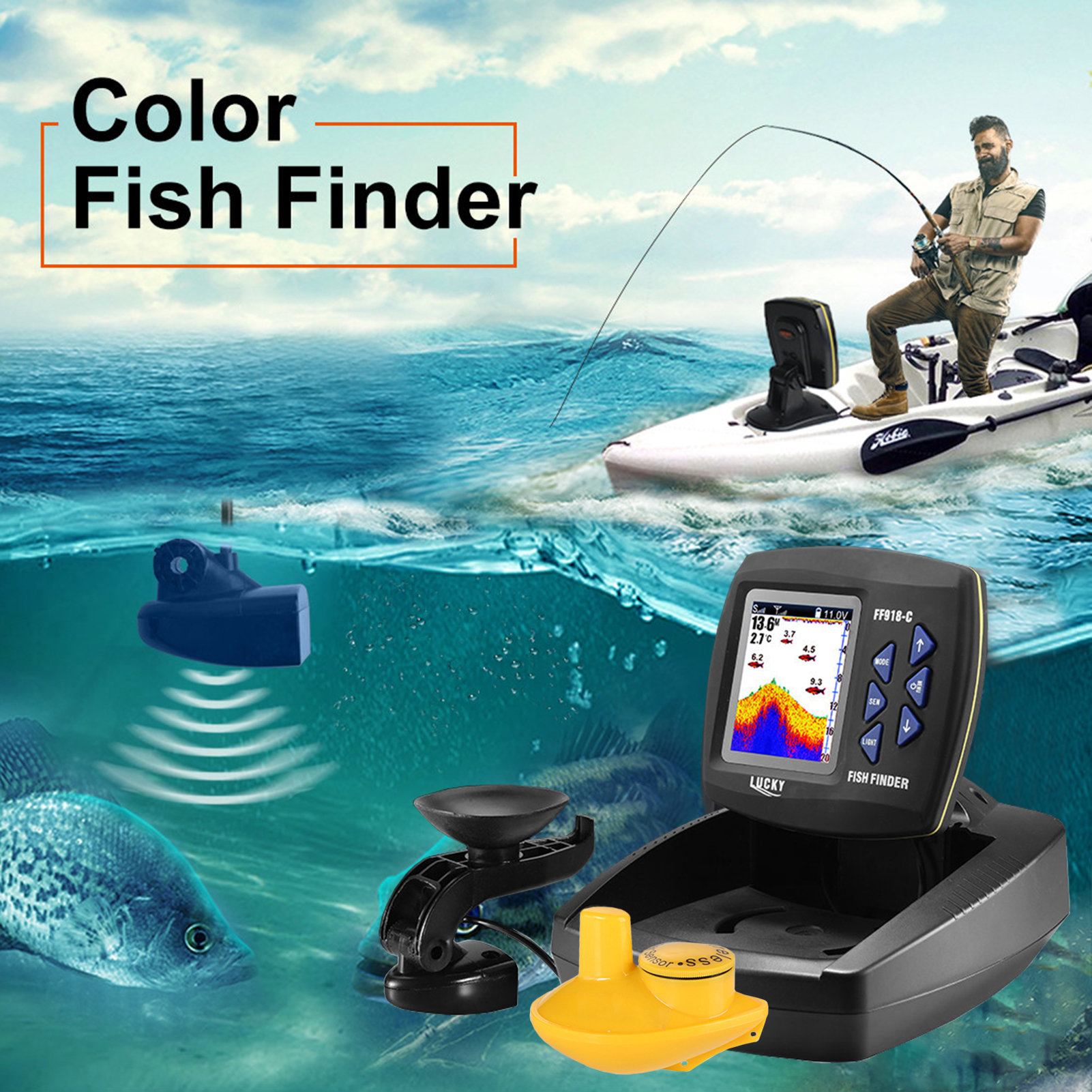 Portable Fish Finder Wireless  - Fishing Boat Depth Finder 评论和价格