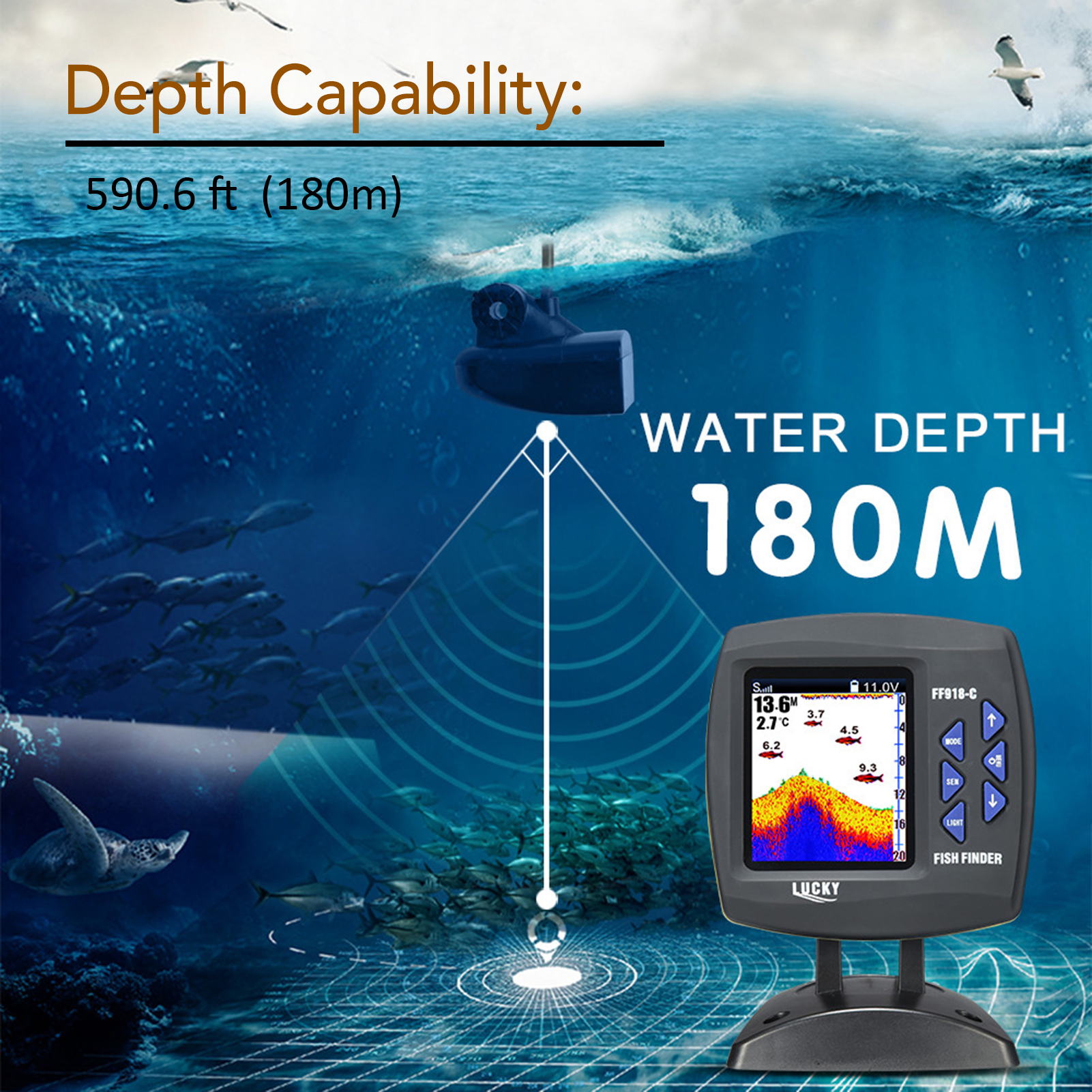 Portable Fish Finder Wireless  - Fishing Boat Depth Finder 评论和价格