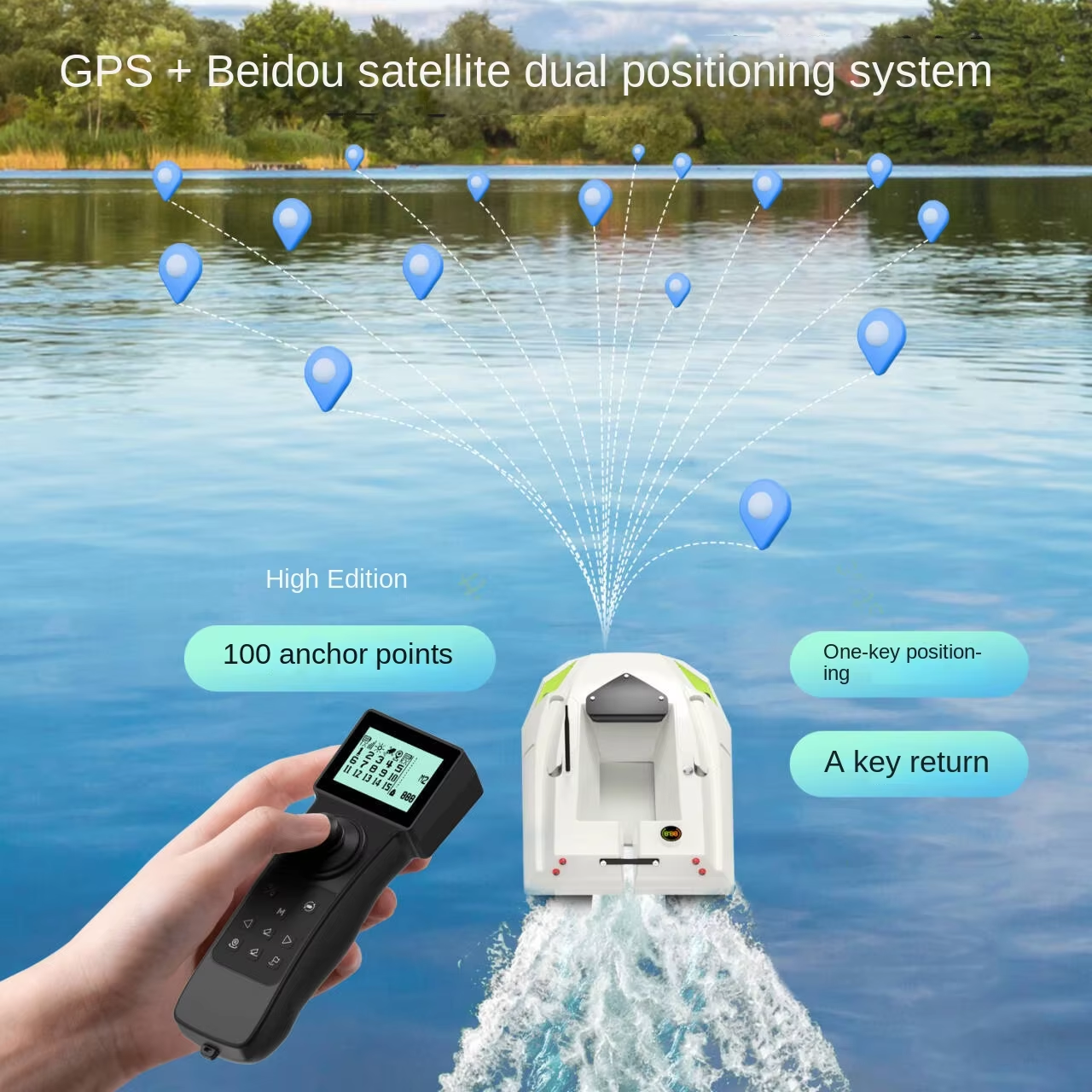 12V GPS RC Bait Boat 100 Posit - Fishing Boat Gps 评论和价格